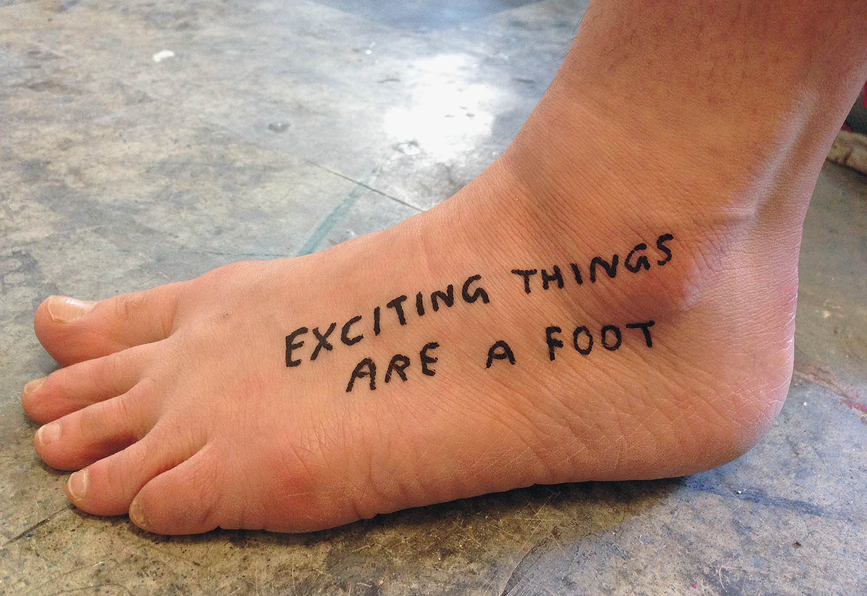 Kenny Pittock, <em>Stepping Up</em> 2014. Acrylic on Alanna’s foot. Image courtesy the artist