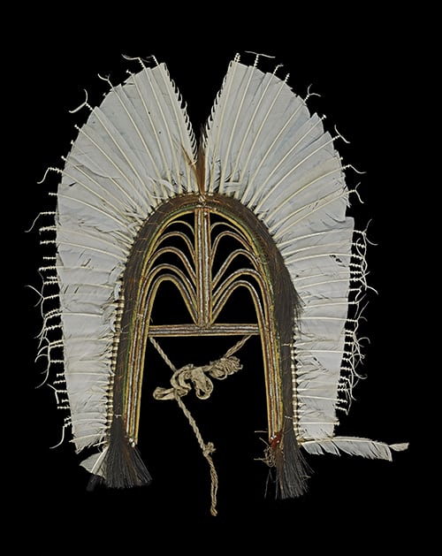 Dhari (headdress) collected on Tudu from Maino by Alfred Cort Haddon in 1888. Image courtesy of The Trustees of the British Museum.
