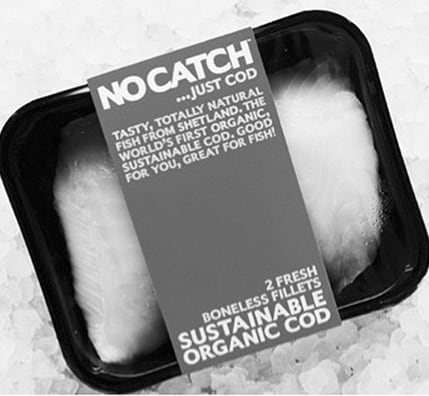 Johnson’s Seafarm ‘No Catch’ Cod packaging, Bryt (Image sourced https://www.bryt.co.uk/recent-work/no-catch/, accessed 01/02/2016)