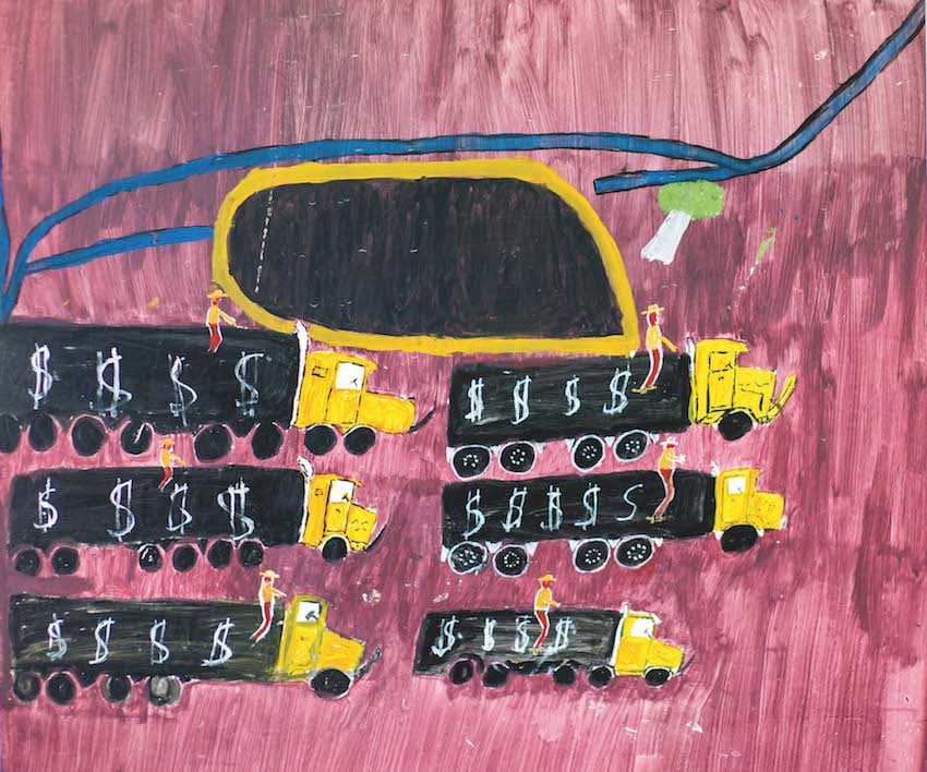 Jacky Green, <em>Yee-haw, Money trucks</em>, 2017, acrylic on canvas.