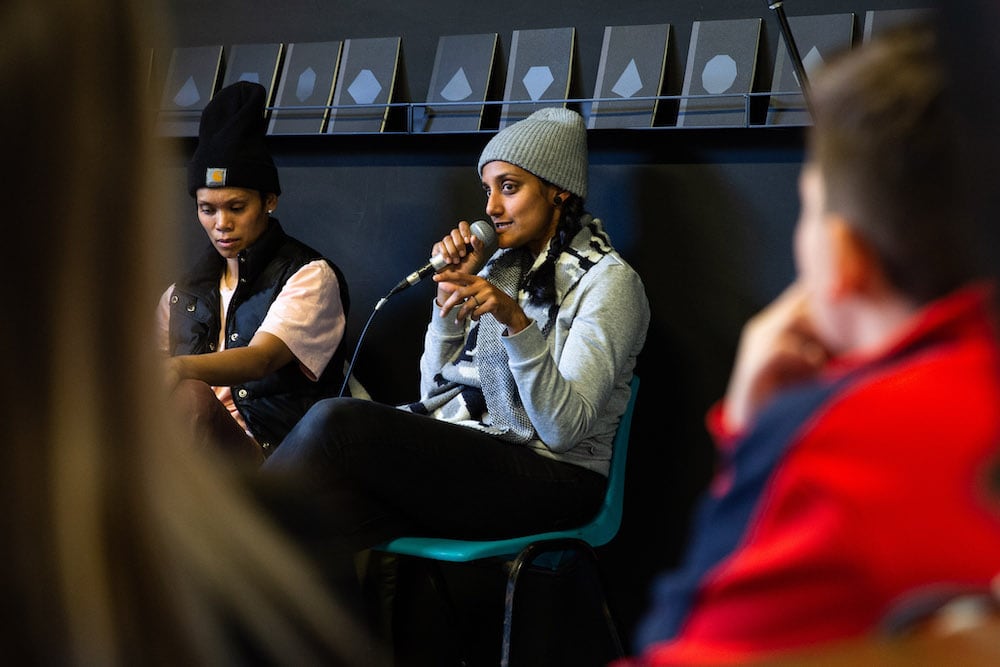 Breaking Atoms: B-Girl Being + Knowing in the cypher, 15 June 2019, Black Tourmaline Project, Testing Grounds, curated by Mary Quinsacara. Photo credit: Zack Ahmed for the Community Reading Room.