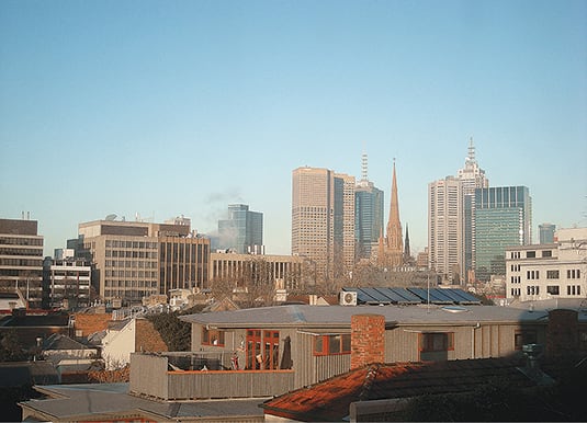 View of Melbourne in the morning from outside my window, Studio 18, Gertrude Contemporary, July 2010. Photography: Caterina Riva