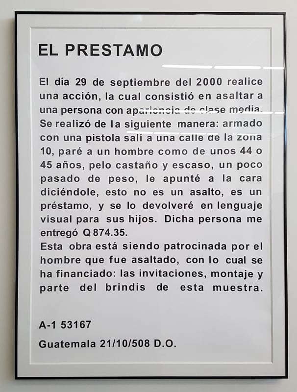 Image 01: Aníbal López, ‘El Préstamo (The Loan)' (2000). Credit: Sumugan Sivanesan, 2018.