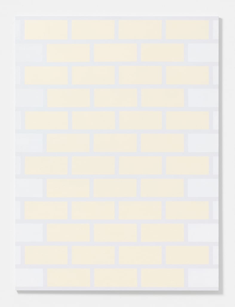 'White and cream brick', 2018, synthetic polymer paint on board, 900 x 1200mm. Photo: Christo Crocker.