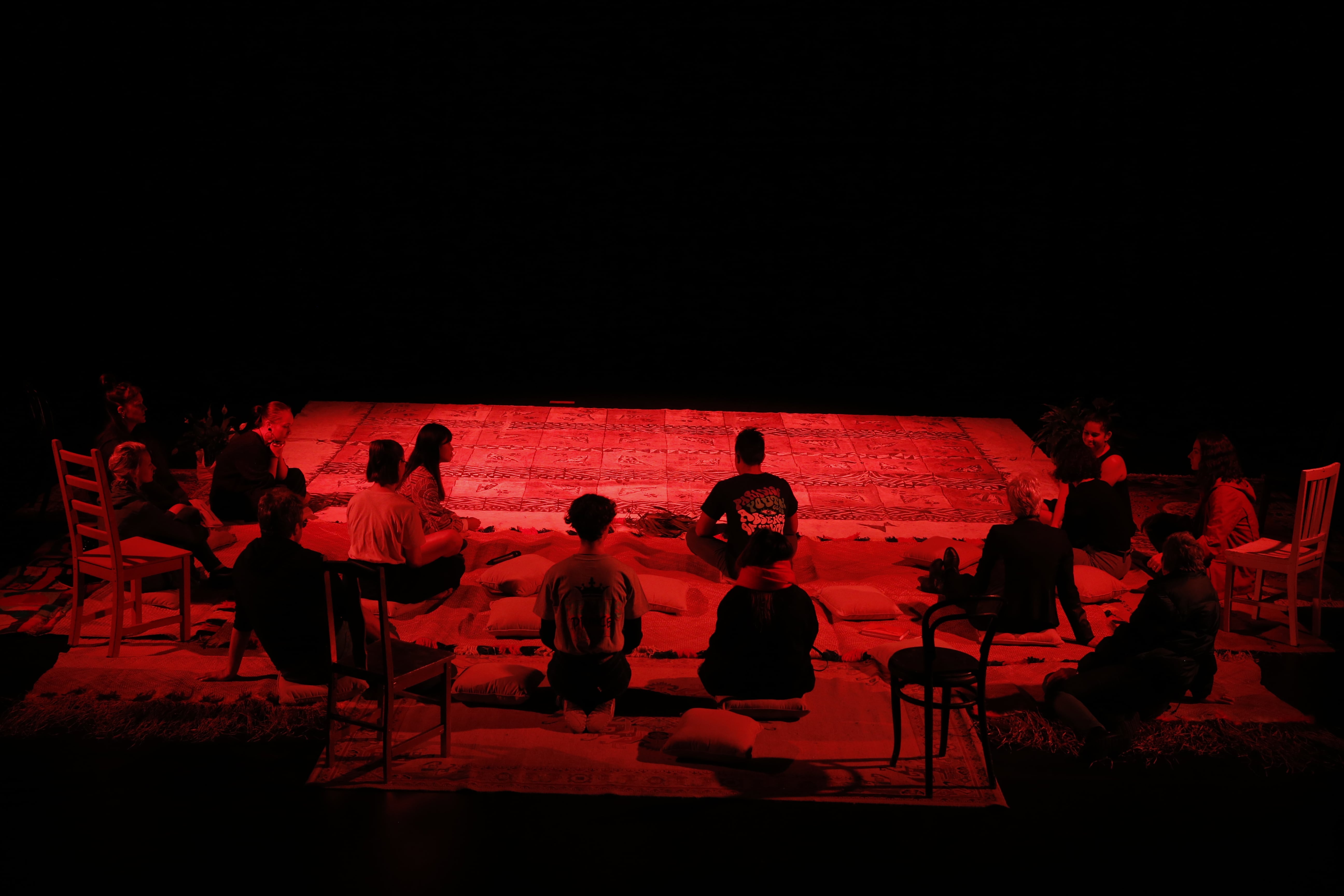 Image 02: Indigenous and People of Colour audience in Where We Stand, June 2018, Victorian College of the Arts, choreographed by Isabella Whāwhai Mason. Photo: Jeff Busby.