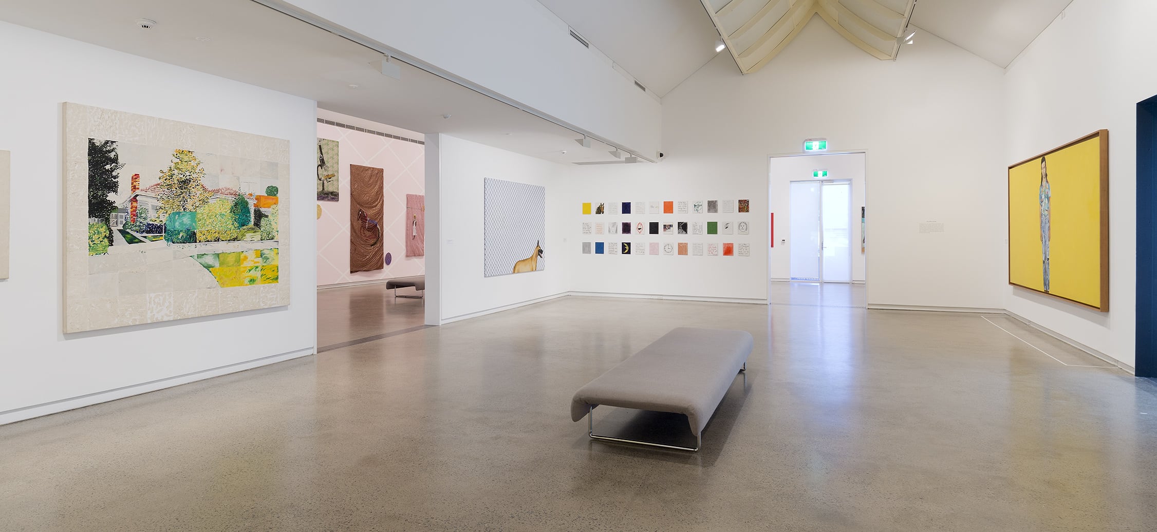 Image 01: Jenny Watson, installation view, 'The Fabric of Fantasy' Heide Museum of Modern Art, Melbourne (4 November 2017 - 4 March 2018). Photo: Christian Capurro.