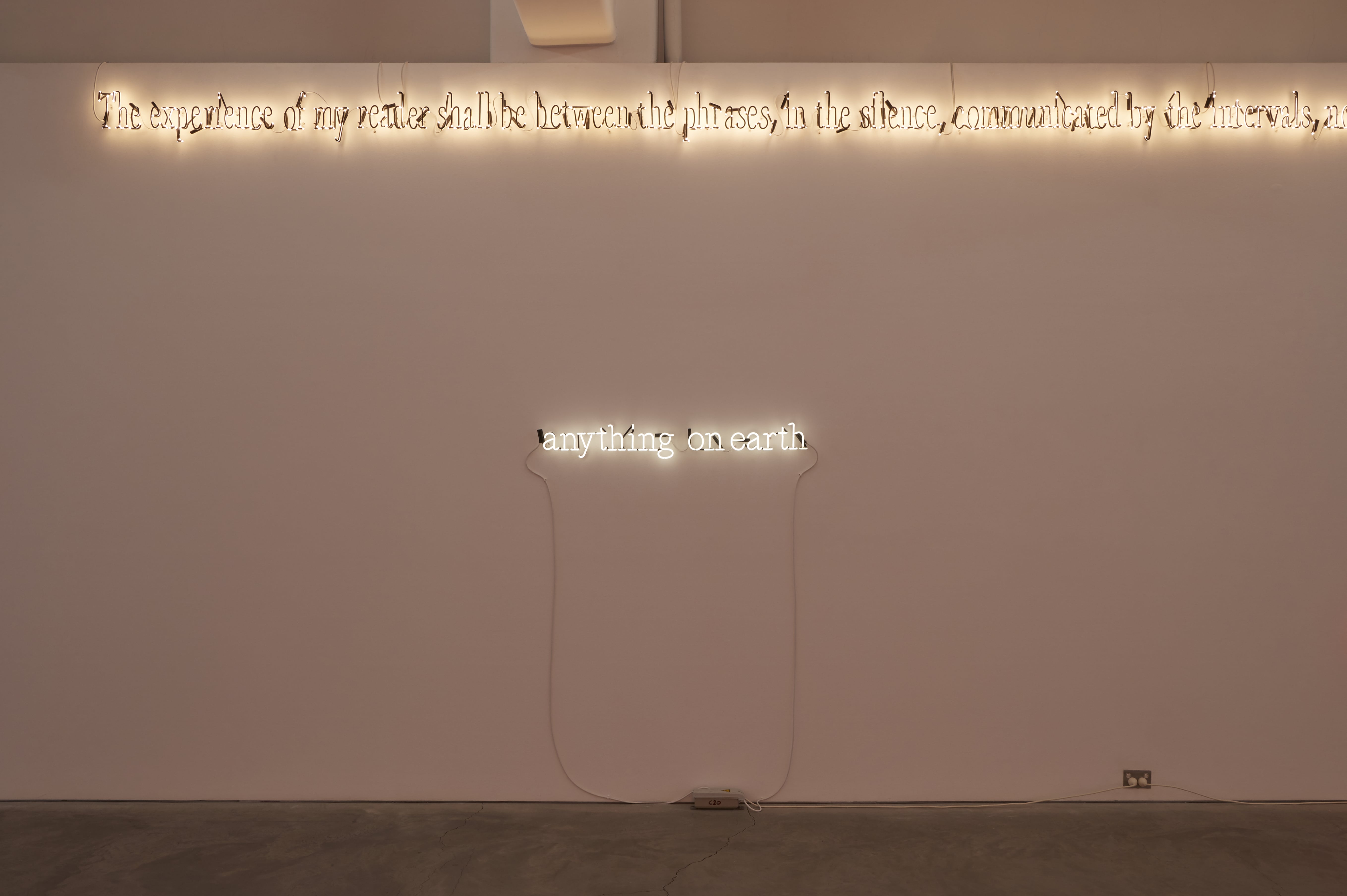 Image 02: Joseph Kosuth, ‘(Waiting for-) Texts for Nothing #10’, 2010 (detail) and ‘A/C (J.J.:F.W.)’, 2011. Photo: Zan Wimberley. Courtesy Joseph Kosuth Studio and Anna Schwartz Gallery.
